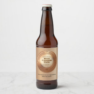 3D Realistic Bronze Medal Custom Editable Award Beer Bottle Label