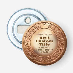 3D Realistic Bronze Medal Custom Editable Award Bottle Opener
