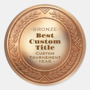 3D Realistic Bronze Medal Custom Editable Award Classic Round Sticker