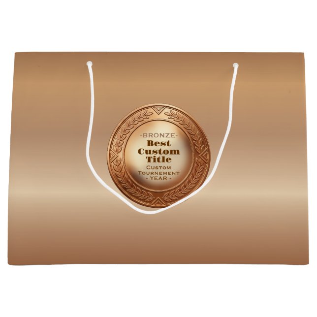 3D Realistic Bronze Medal Custom Editable Award Large Gift Bag (Front)