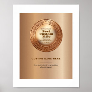 3D Realistic Bronze Medal Custom Editable Award Poster