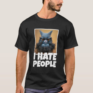 3d Realistic Cat Grouches For Coffee I Hate People T-Shirt