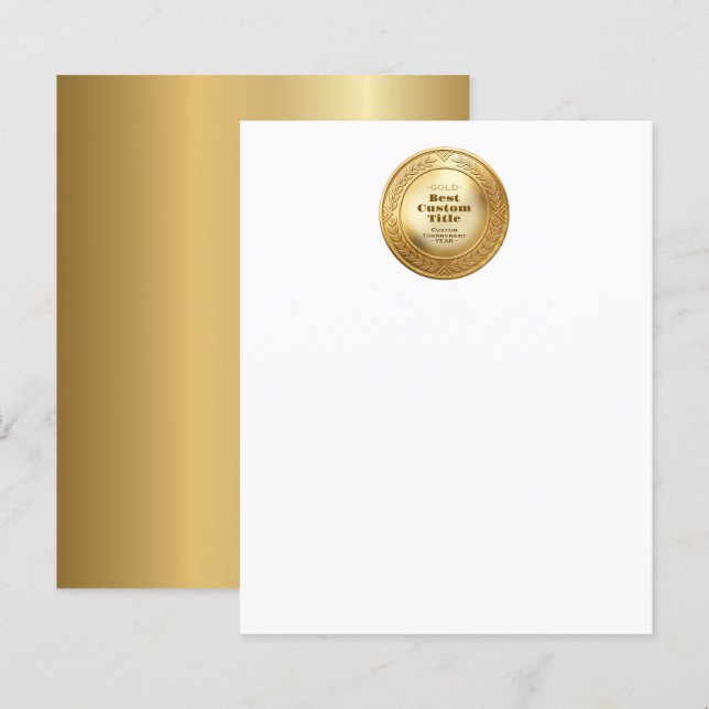 3D Realistic Gold Medal Custom Editable Award (Front/Back)