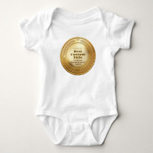 3D Realistic Gold Medal Custom Editable Award Baby Bodysuit