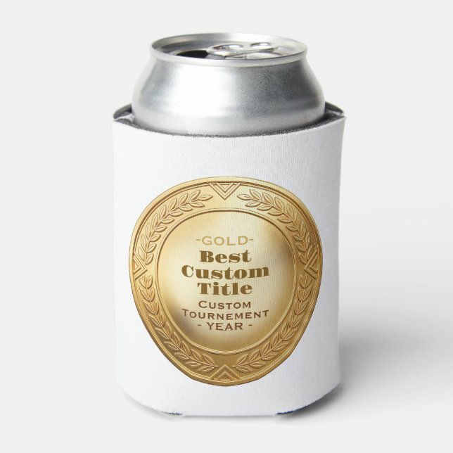 3D Realistic Gold Medal Custom Editable Award Can Cooler (Can Front)