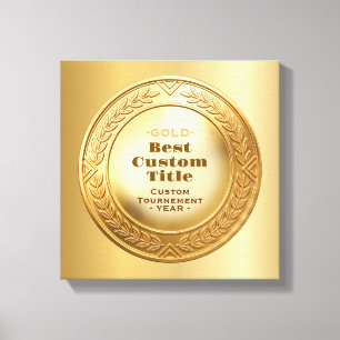 3D Realistic Gold Medal Custom Editable Award Canvas Print