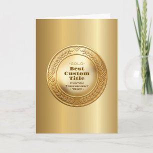 3D Realistic Gold Medal Custom Editable Award Card