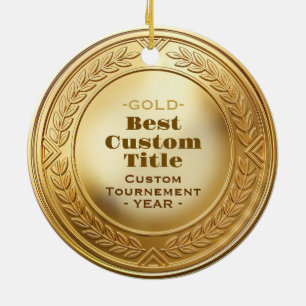 3D Realistic Gold Medal Custom Editable Award Ceramic Tree Decoration