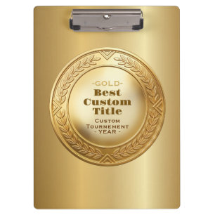 3D Realistic Gold Medal Custom Editable Award Clipboard