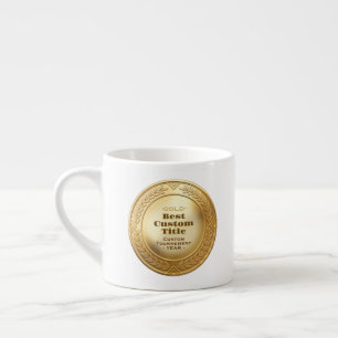 3D Realistic Gold Medal Custom Editable Award Espresso Cup