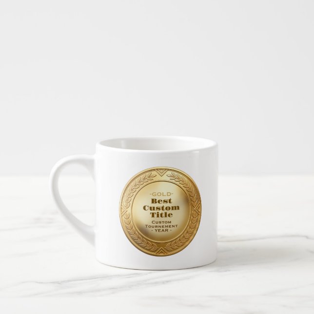 3D Realistic Gold Medal Custom Editable Award Espresso Cup (Left)