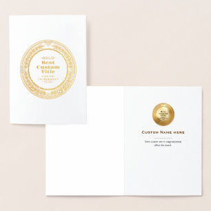 3D Realistic Gold Medal Custom Editable Award Foil Card