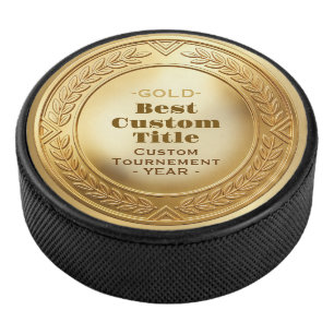3D Realistic Gold Medal Custom Editable Award Hockey Puck