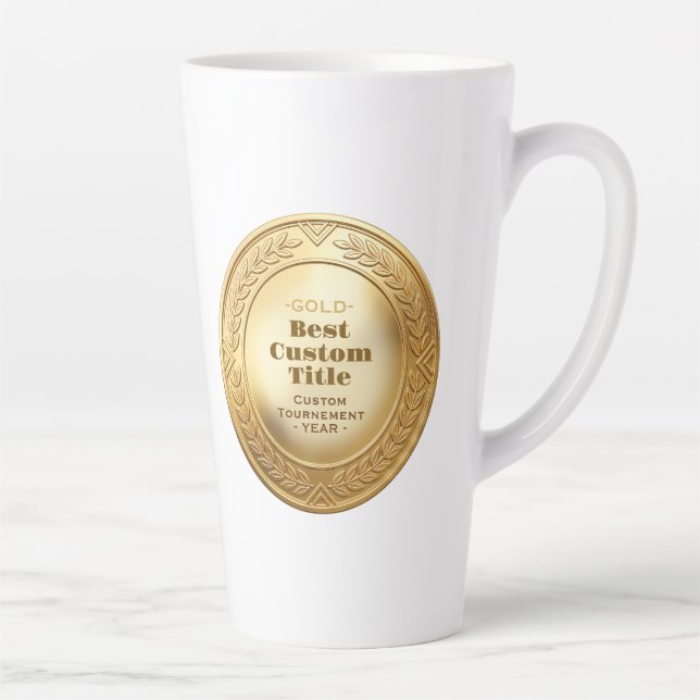 3D Realistic Gold Medal Custom Editable Award Latte Mug (Right)