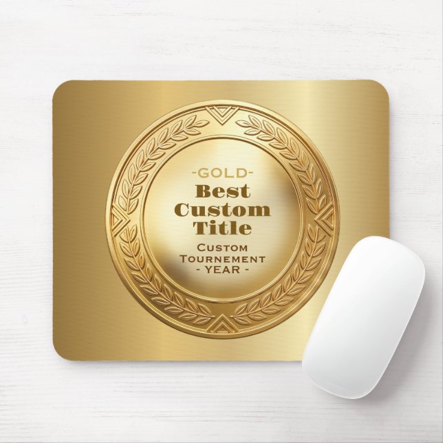 3D Realistic Gold Medal Custom Editable Award Mouse Mat (With Mouse)