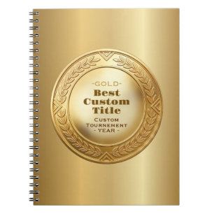 3D Realistic Gold Medal Custom Editable Award Notebook