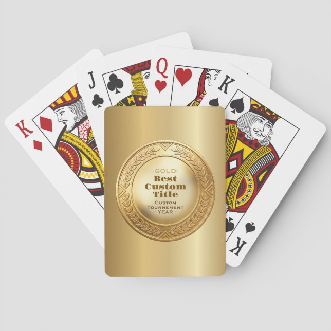3D Realistic Gold Medal Custom Editable Award Playing Cards (Back)