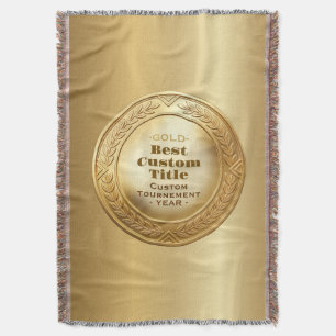 3D Realistic Gold Medal Custom Editable Award Throw Blanket