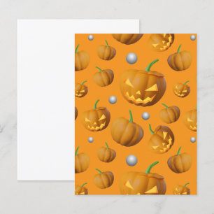 3D Realistic Jack O'Lantern Pumpkin Invitation Postcard