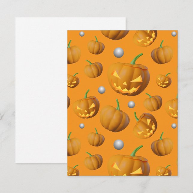 3D Realistic Jack O'Lantern Pumpkin  Invitation Postcard (Front/Back)