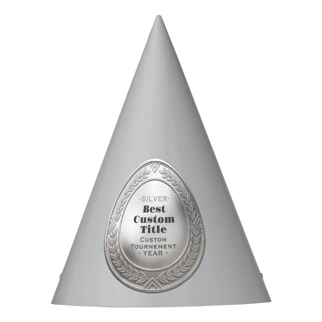 3D Realistic Silver Medal Custom Editable Award Party Hat (Front)