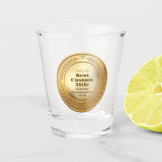 3D Realistic Silver Medal Custom Editable Award Shot Glass (Front)