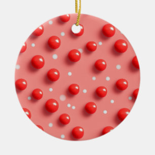 3D Red and White Polka Dots Pattern  Ceramic Tree Decoration