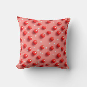 3D Red and White Polka Dots Pattern  Cushion
