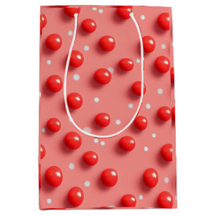 3D Red and White Polka Dots Pattern  Medium Gift Bag