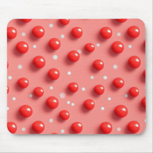 3D Red and White Polka Dots Pattern Mouse Mat