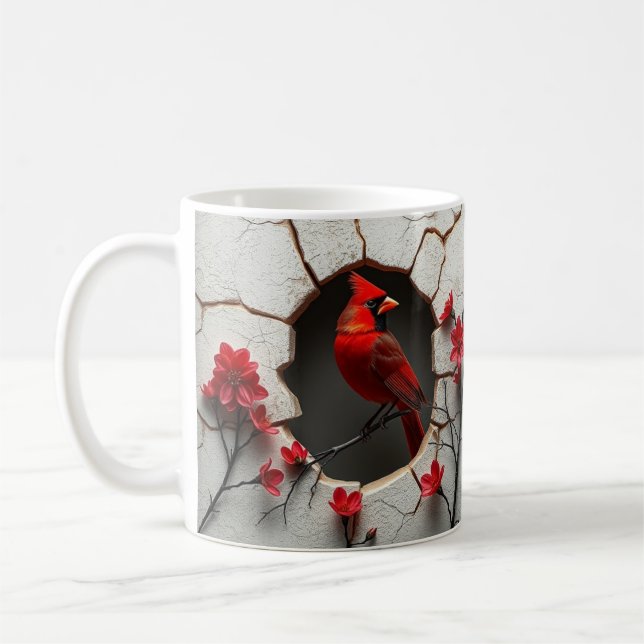 3d red bird mug wrap, mug wrap design (Left)