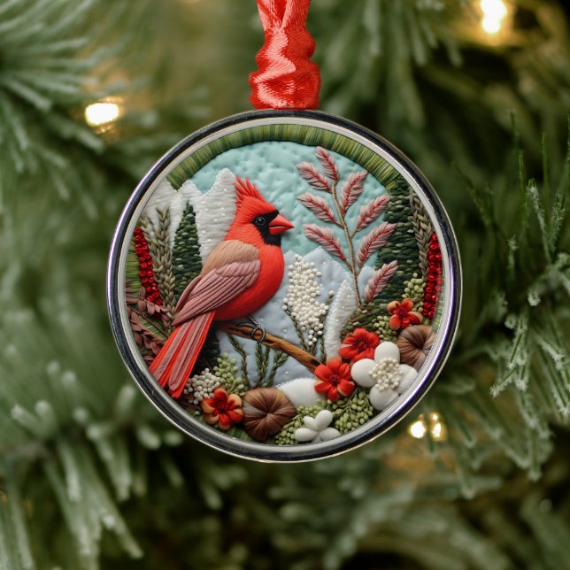 3D Red Cardinal Chirstmas  Metal Tree Decoration (Tree)