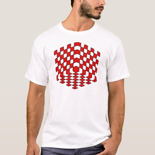 3D Red Cube Optical Illusion T-Shirt