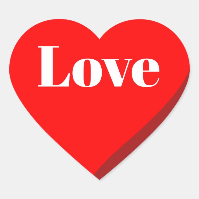 3D Red Heart Love Sticker (Front)