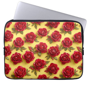 3d red roses pattern laptop sleeve