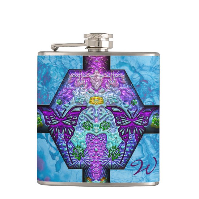 3D Reflective Grid 1 Wrapped Flask (Front)
