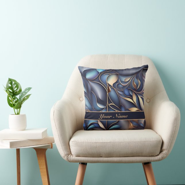 3D Refueling pattern blue gold Cushion (Chair)