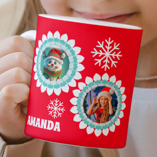 3D Reindeer Christmas Personalised Kids Photo Coffee Mug