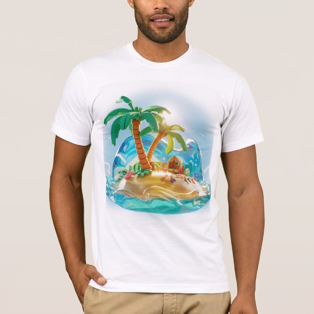 3D Render of a Tropical Island in Summer T-Shirt (Front)