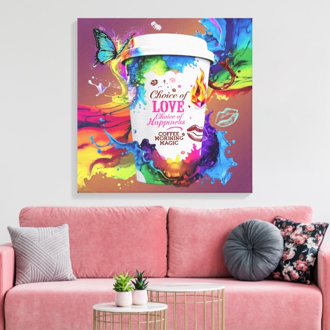 3D Render Wall Art: Vibrant Alcohol Ink Design  Canvas Print (Insitu(LivingRoom))