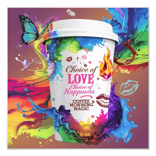 3D Render Wall Art: Vibrant Alcohol Ink Design  Photo Print (Front)