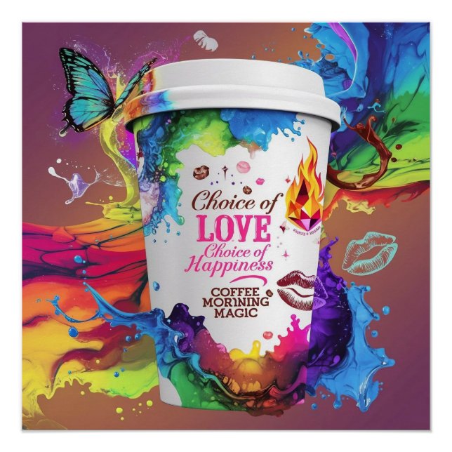 3D Render Wall Art: Vibrant Alcohol Ink Design  Poster (Front)