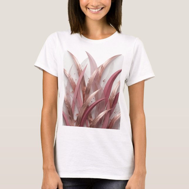 3D RENDERED ABSTRACT BACKGROUND WITH METALLIC LEAV T-Shirt (Front)