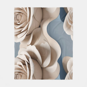 3d Rendered Roses In Shades Of Blue And White Fleece Blanket