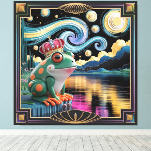 3D Rendering of Art Nouveau Chibi Frog with Crown Canvas Print