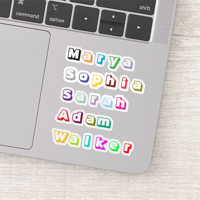 3D Retro Names, Custom Stylish Colourful Stickers  (Detail)