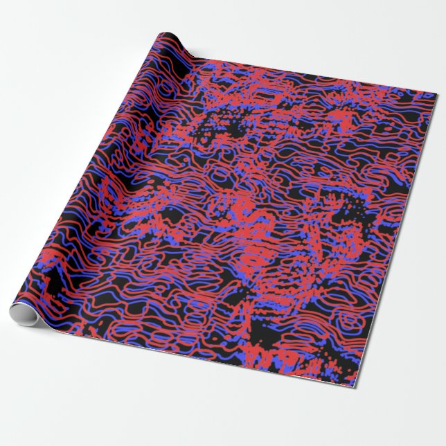 3D Retro Squiggle Repeat Pattern Wrapping Paper (Unrolled)