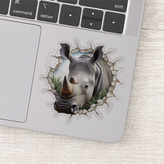3D Rhinoceros Wall Break Art – Realistic Safari (Detail)