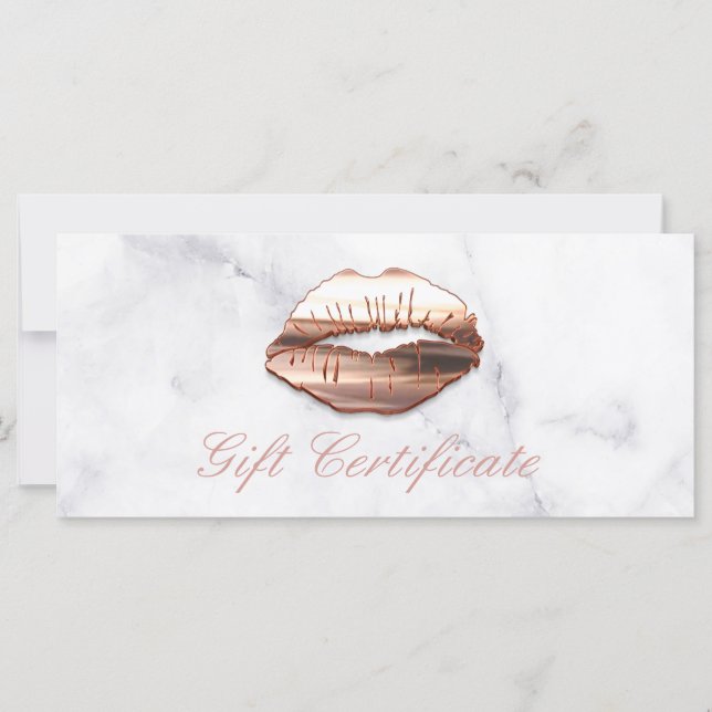 3D Rose Gold Lips Beauty Salon Gift Certificate (Front)