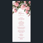3D Roses Greenery Wildflowers Menu<br><div class="desc">This wildflowers menu card features pink 3D roses and greenery and an elegant handwritten script on a white background. Customize it with bride and groom names on the backside.</div>